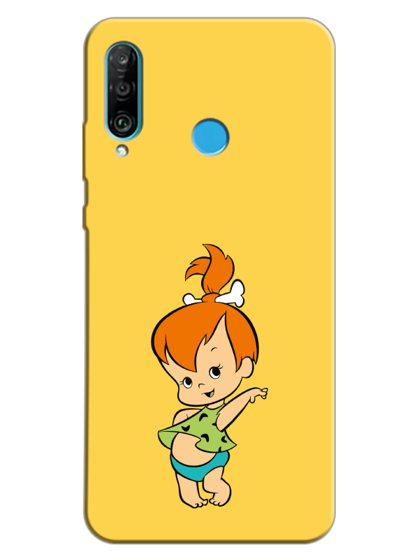 Huawei%20P30%20Lite%20Taş%20Devri%20Kız%20Bebek%20Sarı%20Telefon%20Kılıfı