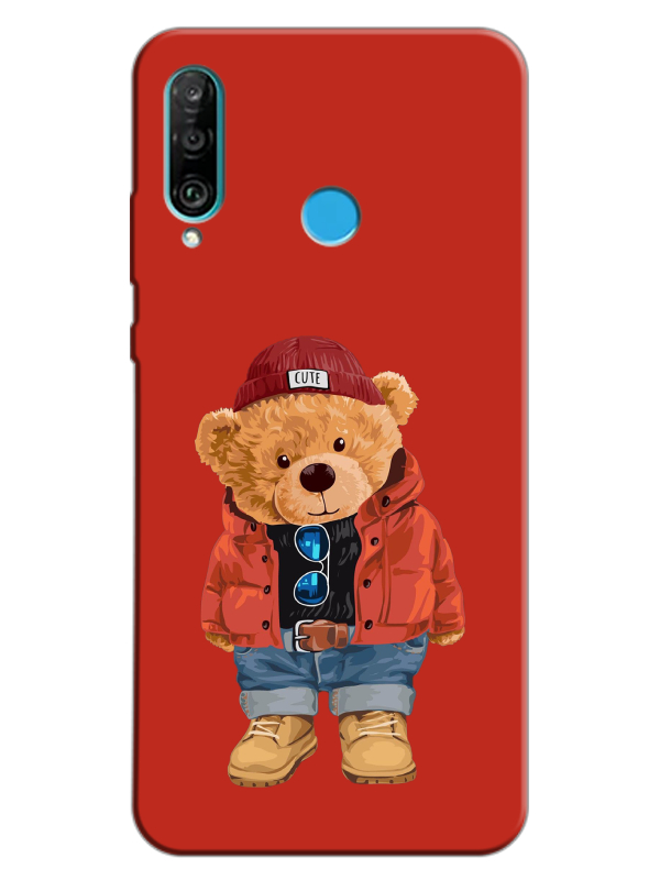 Huawei%20P30%20Lite%20Teddy%20Bear%20Kırmızı%20Telefon%20Kılıfı