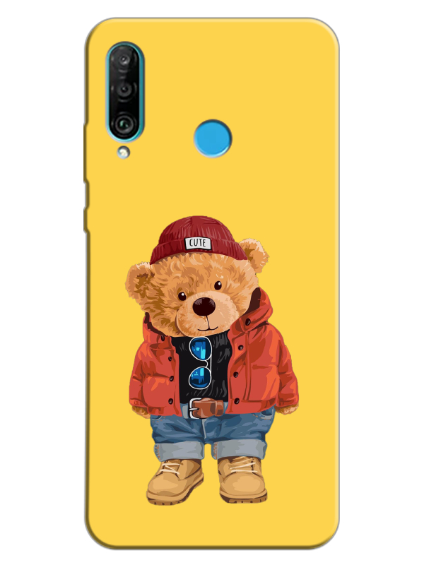 Huawei%20P30%20Lite%20Teddy%20Bear%20Sarı%20Telefon%20Kılıfı