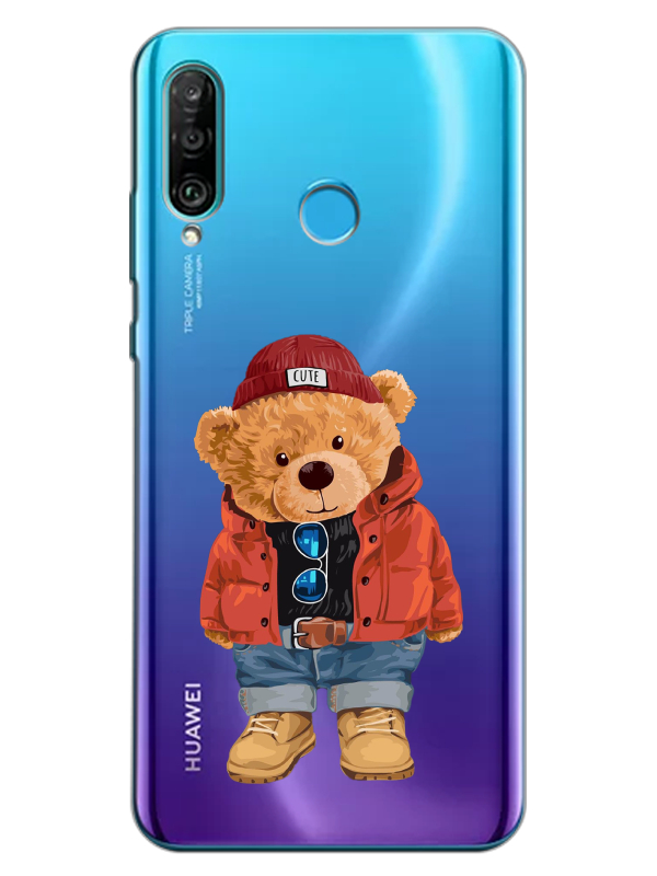 Huawei%20P30%20Lite%20Teddy%20Bear%20Şeffaf%20Telefon%20Kılıfı