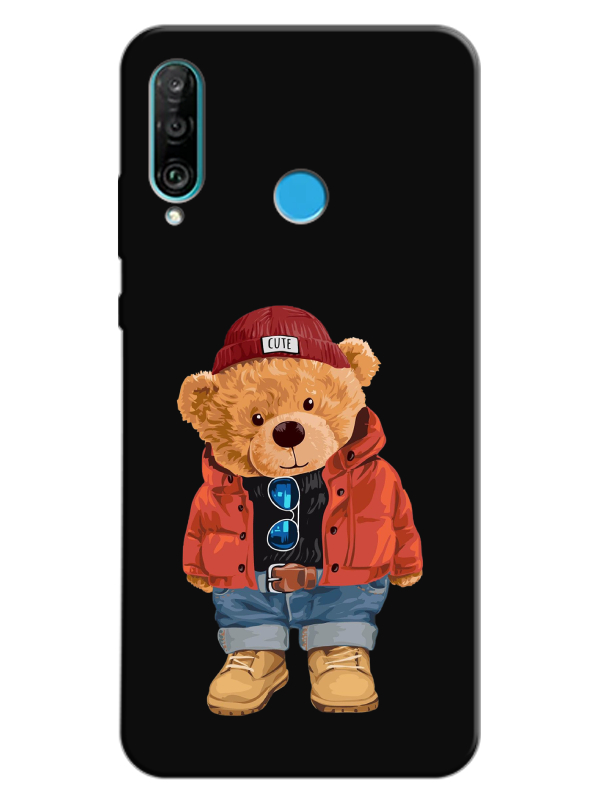 Huawei%20P30%20Lite%20Teddy%20Bear%20Siyah%20Telefon%20Kılıfı