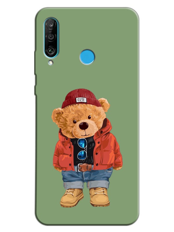 Huawei%20P30%20Lite%20Teddy%20Bear%20Yeşil%20Telefon%20Kılıfı