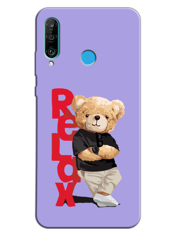 Huawei%20P30%20Lite%20Teddy%20Bear%20Relax%20Lila%20Telefon%20Kılıfı