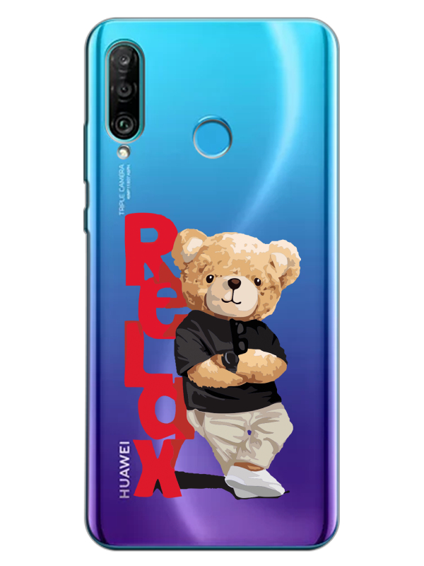 Huawei%20P30%20Lite%20Teddy%20Bear%20Relax%20Şeffaf%20Telefon%20Kılıfı