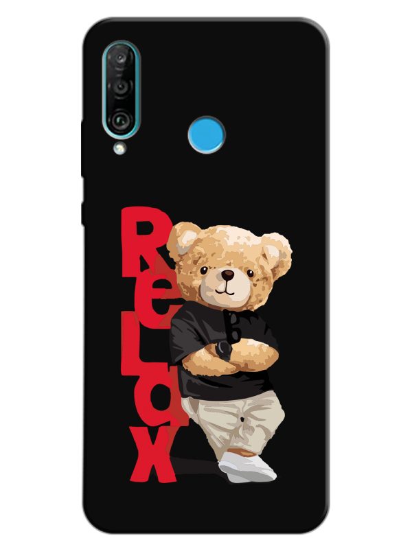 Huawei%20P30%20Lite%20Teddy%20Bear%20Relax%20Siyah%20Telefon%20Kılıfı