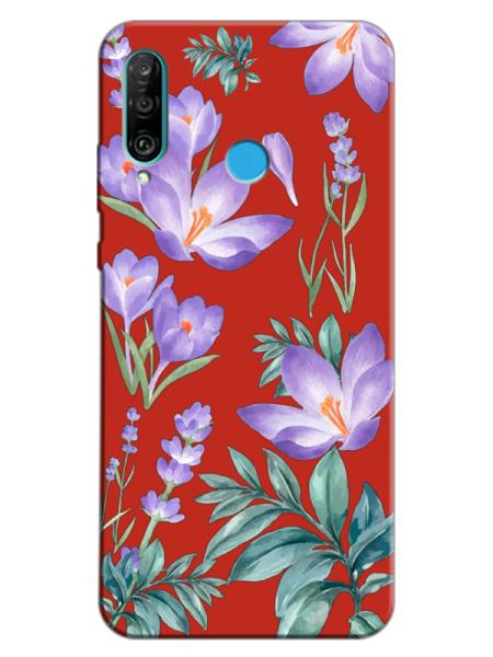 Huawei%20P30%20Lite%20Kış%20Çiçeği%20Kırmızı%20Telefon%20Kılıfı