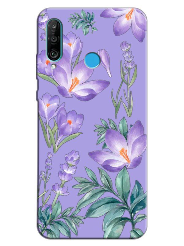 Huawei%20P30%20Lite%20Kış%20Çiçeği%20Lila%20Telefon%20Kılıfı