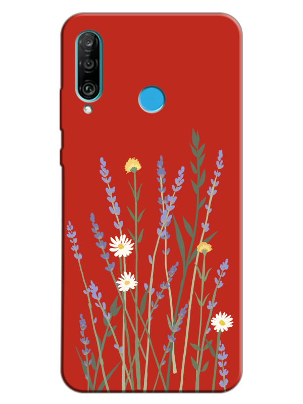 Huawei%20P30%20Lite%20Lavanta%20Desenli%20Kırmızı%20Telefon%20Kılıfı