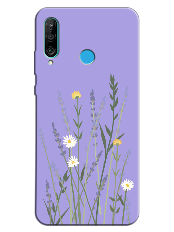 Huawei%20P30%20Lite%20Lavanta%20Desenli%20Lila%20Telefon%20Kılıfı