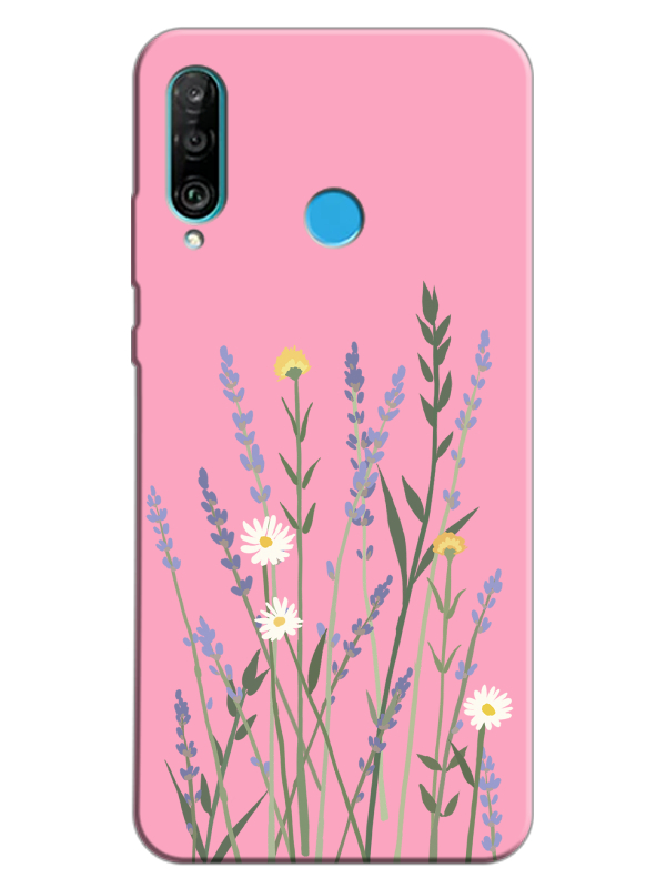 Huawei%20P30%20Lite%20Lavanta%20Desenli%20Pembe%20Telefon%20Kılıfı