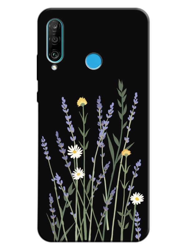 Huawei%20P30%20Lite%20Lavanta%20Desenli%20Siyah%20Telefon%20Kılıfı