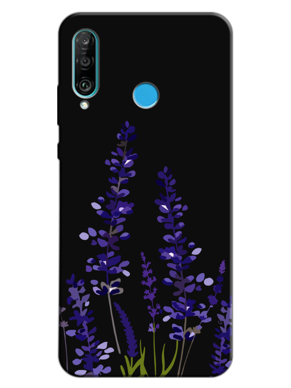 Huawei%20P30%20Lite%20Lavanta%20Desenli%20Siyah%20Telefon%20Kılıfı