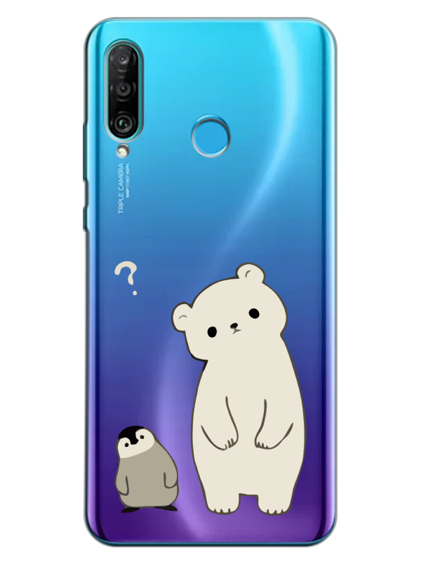 Huawei%20P30%20Lite%20Penguen%20Ve%20Ayıcık%20Şeffaf%20Telefon%20Kılıfı