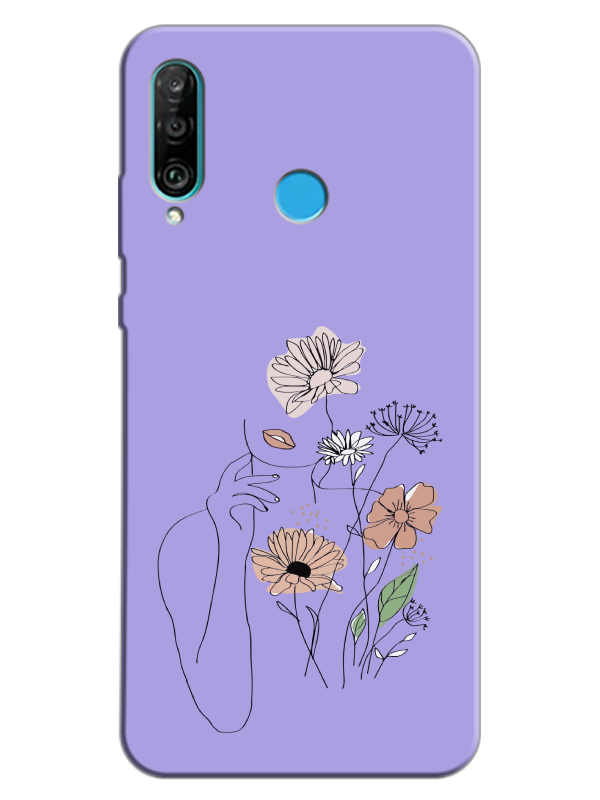 Huawei%20P30%20Lite%20Kadın%20Çiçek%20Lila%20Telefon%20Kılıfı