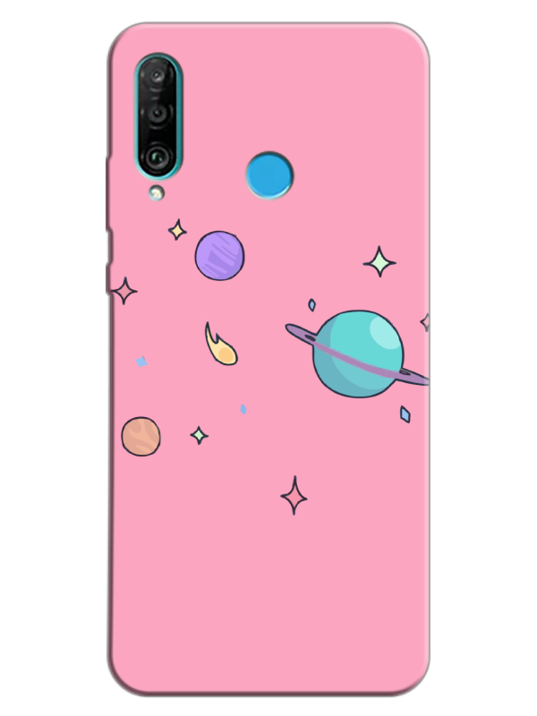 Huawei%20P30%20Lite%20Gezegen%20Tasarım%20Pembe%20Telefon%20Kılıfı