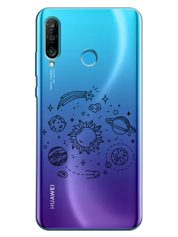 Huawei%20P30%20Lite%20Gezegen%20Şeffaf%20Telefon%20Kılıfı