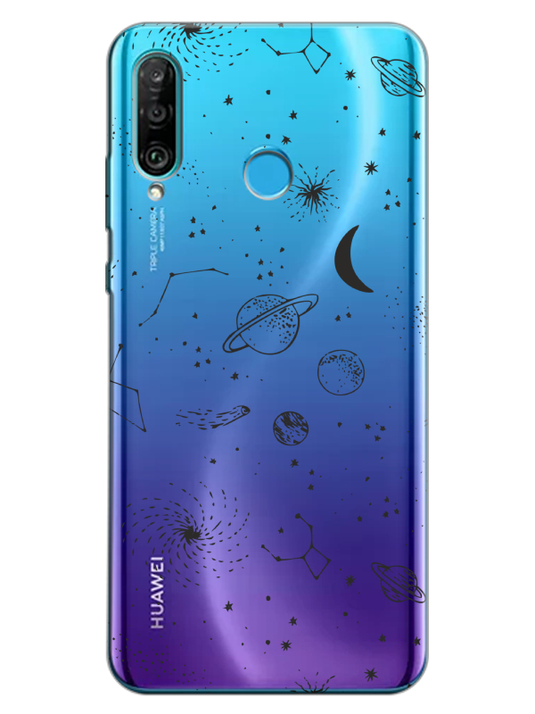 Huawei%20P30%20Lite%20Gezegenler%20Şeffaf%20Telefon%20Kılıfı