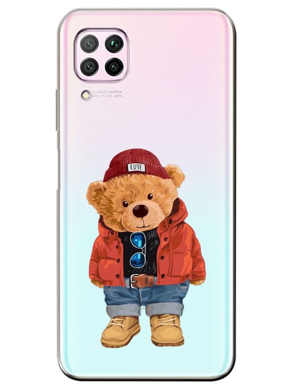 Huawei%20P40%20Lite%20Teddy%20Bear%20Şeffaf%20Telefon%20Kılıfı