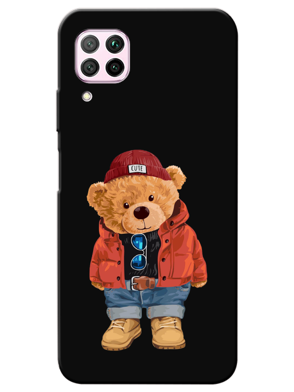 Huawei%20P40%20Lite%20Teddy%20Bear%20Siyah%20Telefon%20Kılıfı