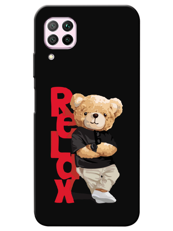 Huawei%20P40%20Lite%20Teddy%20Bear%20Relax%20Siyah%20Telefon%20Kılıfı