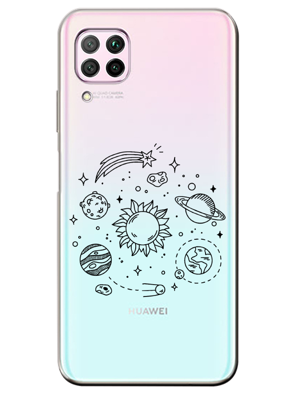 Huawei%20P40%20Lite%20Gezegen%20Şeffaf%20Telefon%20Kılıfı