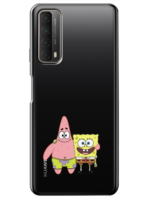 Huawei%20P%20Smart%202021%20Sünger%20Bob%20Ve%20Patrickstar%20Şeffaf%20Telefon%20Kılıfı