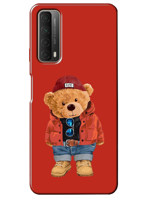 Huawei%20P%20Smart%202021%20Teddy%20Bear%20Kırmızı%20Telefon%20Kılıfı