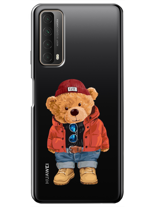 Huawei%20P%20Smart%202021%20Teddy%20Bear%20Şeffaf%20Telefon%20Kılıfı