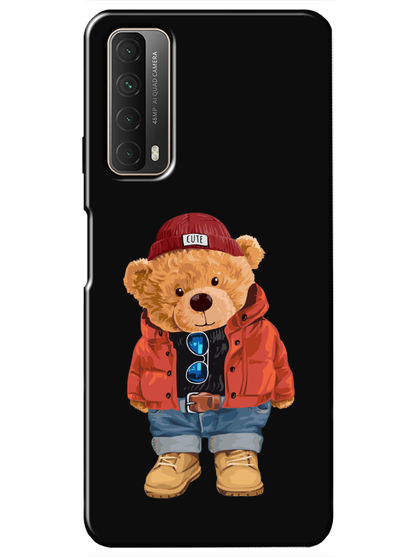 Huawei%20P%20Smart%202021%20Teddy%20Bear%20Siyah%20Telefon%20Kılıfı