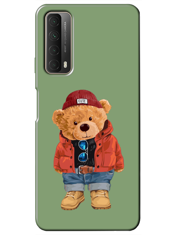 Huawei%20P%20Smart%202021%20Teddy%20Bear%20Yeşil%20Telefon%20Kılıfı