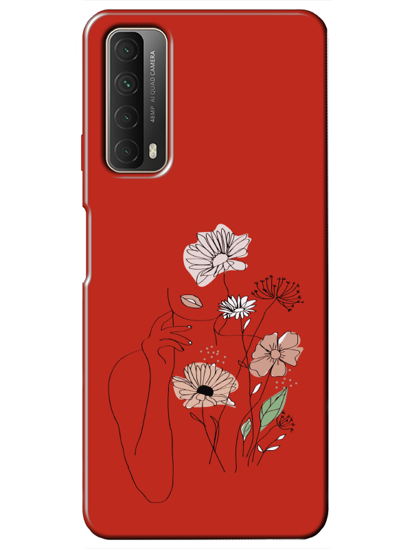 Huawei%20P%20Smart%202021%20Kadın%20Çiçek%20Kırmızı%20Telefon%20Kılıfı