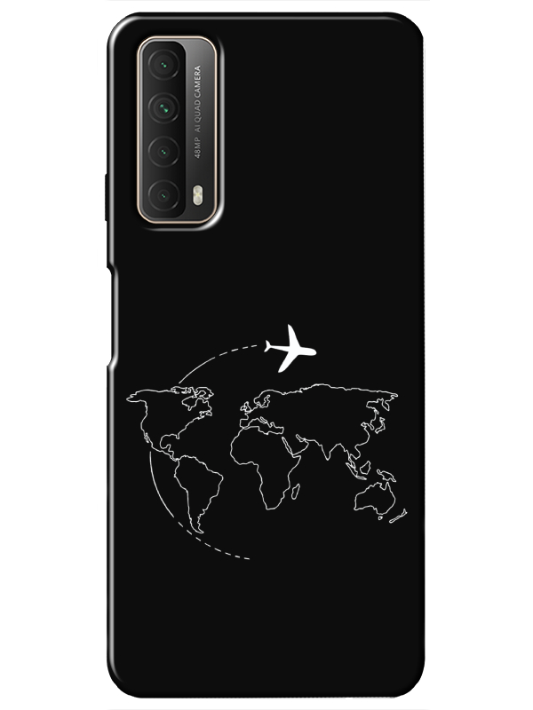 Huawei%20P%20Smart%202021%20Harita%20Uçak%20Siyah%20Telefon%20Kılıfı