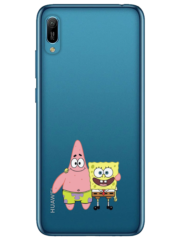 Huawei%20Y6%202019%20Sünger%20Bob%20Ve%20Patrickstar%20Şeffaf%20Telefon%20Kılıfı