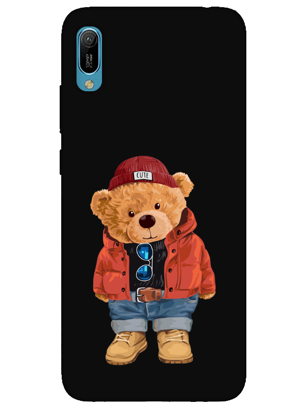 Huawei%20Y6%202019%20Teddy%20Bear%20Siyah%20Telefon%20Kılıfı