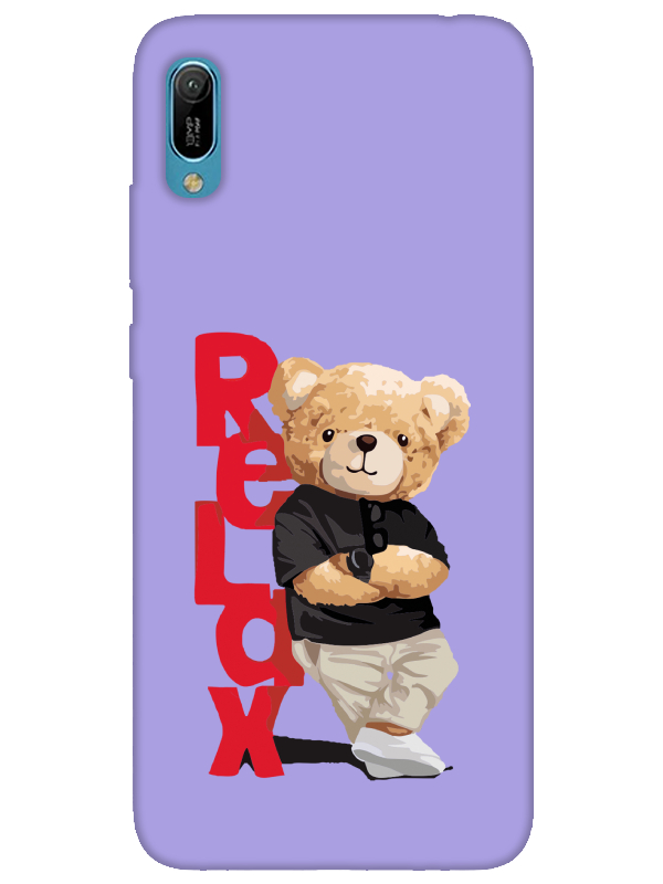 Huawei%20Y6%202019%20Teddy%20Bear%20Relax%20Lila%20Telefon%20Kılıfı