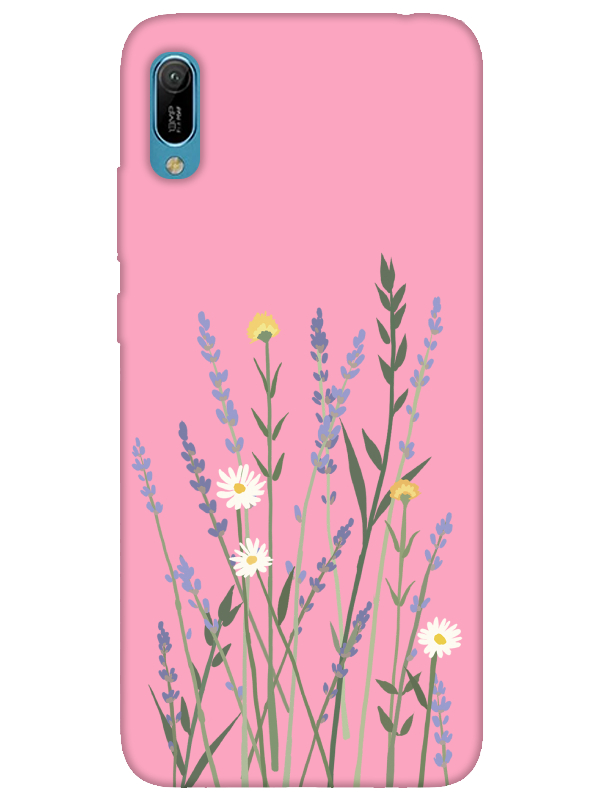 Huawei%20Y6%202019%20Lavanta%20Desenli%20Pembe%20Telefon%20Kılıfı