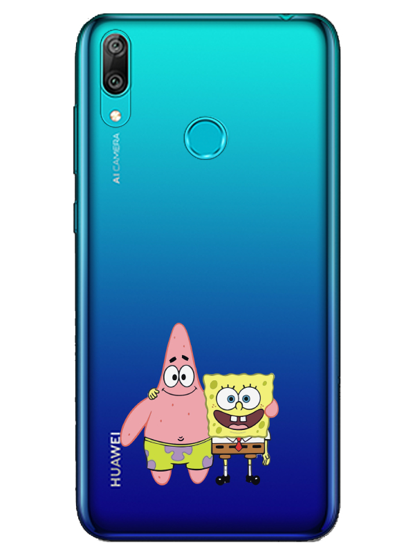 Huawei%20Y7%202019%20Sünger%20Bob%20Ve%20Patrickstar%20Şeffaf%20Telefon%20Kılıfı