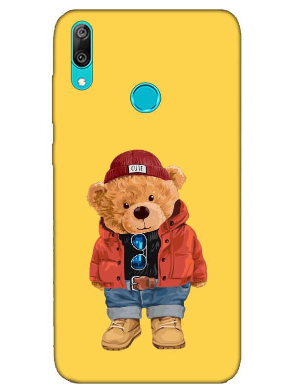 Huawei%20Y7%202019%20Teddy%20Bear%20Sarı%20Telefon%20Kılıfı