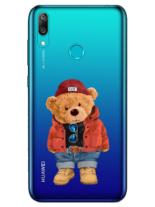 Huawei%20Y7%202019%20Teddy%20Bear%20Şeffaf%20Telefon%20Kılıfı