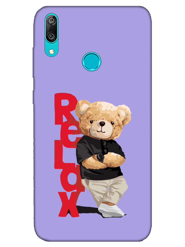 Huawei%20Y7%202019%20Teddy%20Bear%20Relax%20Lila%20Telefon%20Kılıfı