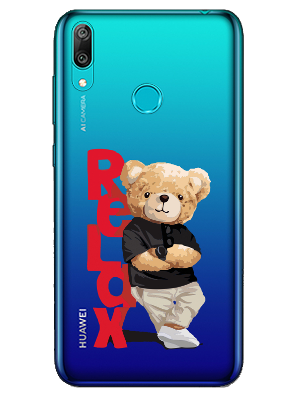 Huawei%20Y7%202019%20Teddy%20Bear%20Relax%20Şeffaf%20Telefon%20Kılıfı