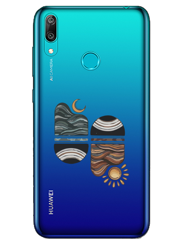 Huawei%20Y7%202019%20Sunset%20Wave%20Şeffaf%20Telefon%20Kılıfı