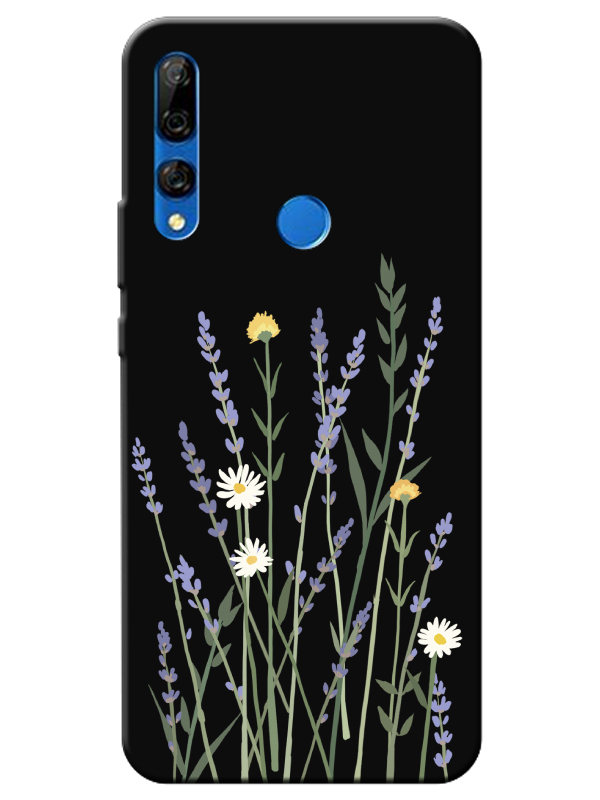 Huawei%20Y9%20Prime%202019%20Lavanta%20Desenli%20Siyah%20Telefon%20Kılıfı