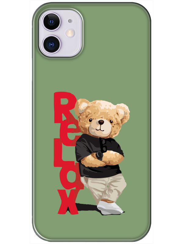 iPhone%2011%20Teddy%20Bear%20Relax%20Yeşil%20Telefon%20Kılıfı