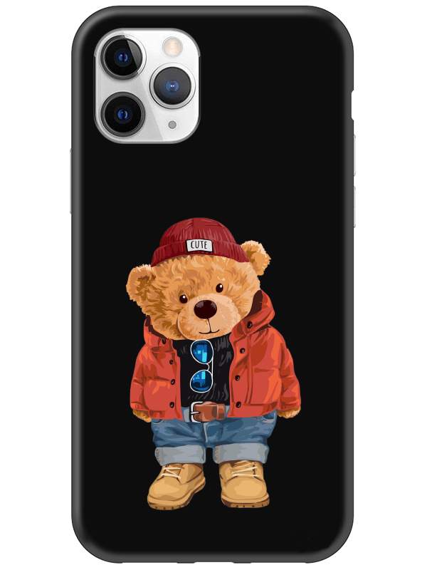 iPhone%2011%20Pro%20Teddy%20Bear%20Siyah%20Telefon%20Kılıfı