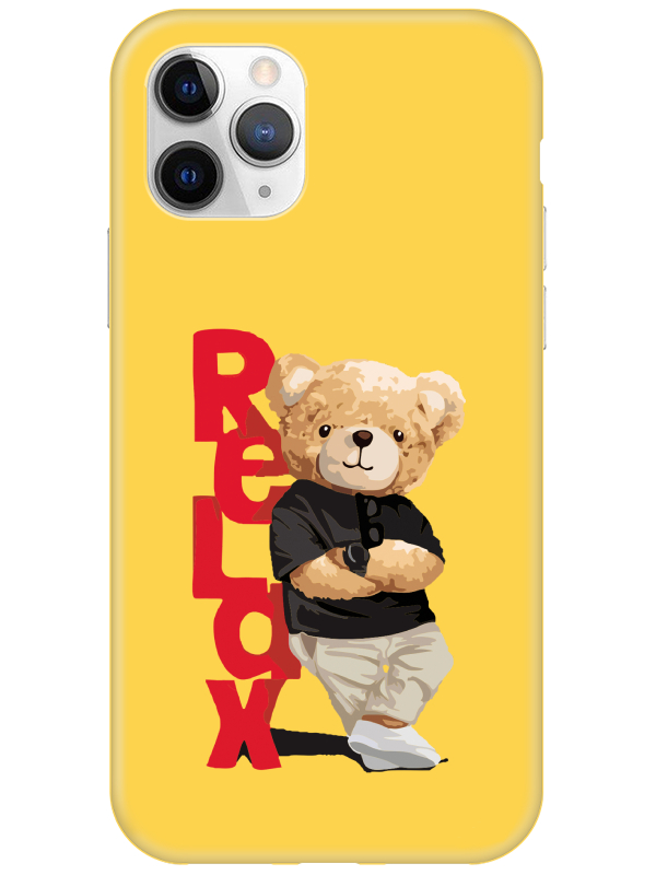 iPhone%2011%20Pro%20Teddy%20Bear%20Relax%20Sarı%20Telefon%20Kılıfı