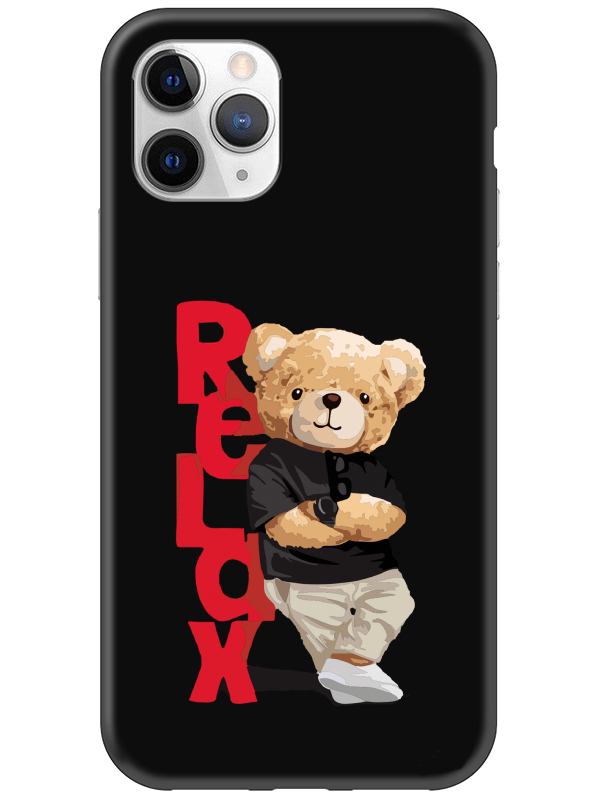 iPhone%2011%20Pro%20Teddy%20Bear%20Relax%20Siyah%20Telefon%20Kılıfı