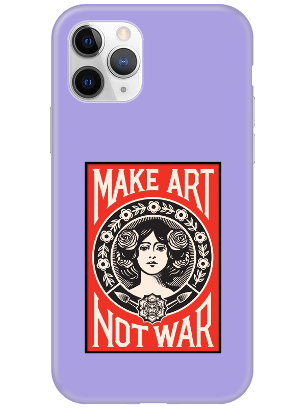 iPhone%2011%20Pro%20Make%20Art%20Not%20War%20Lila%20Telefon%20Kılıfı