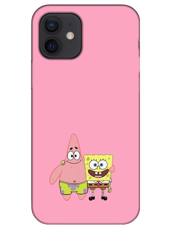 iPhone%2012%20Sünger%20Bob%20Ve%20Patrickstar%20Pembe%20Telefon%20Kılıfı