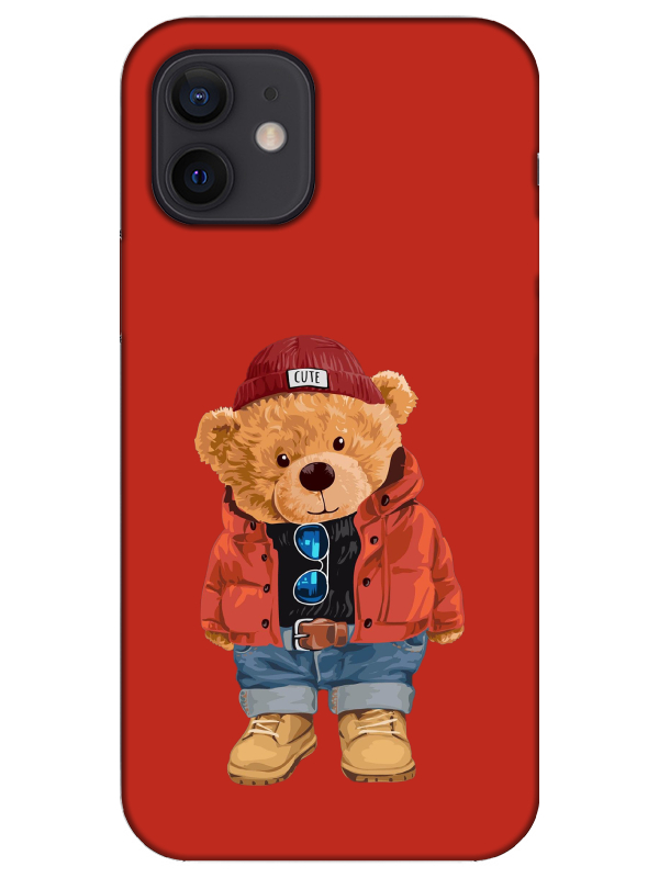 iPhone%2012%20Teddy%20Bear%20Kırmızı%20Telefon%20Kılıfı